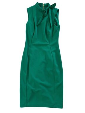 Calvin Klein Emerald Green Dress with Gold Zipper Detail